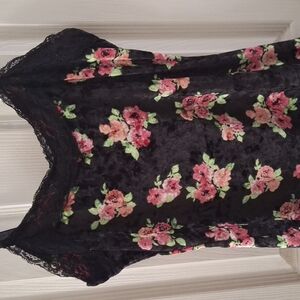 No Boundaries Black and Pink Lace Floral Camisole